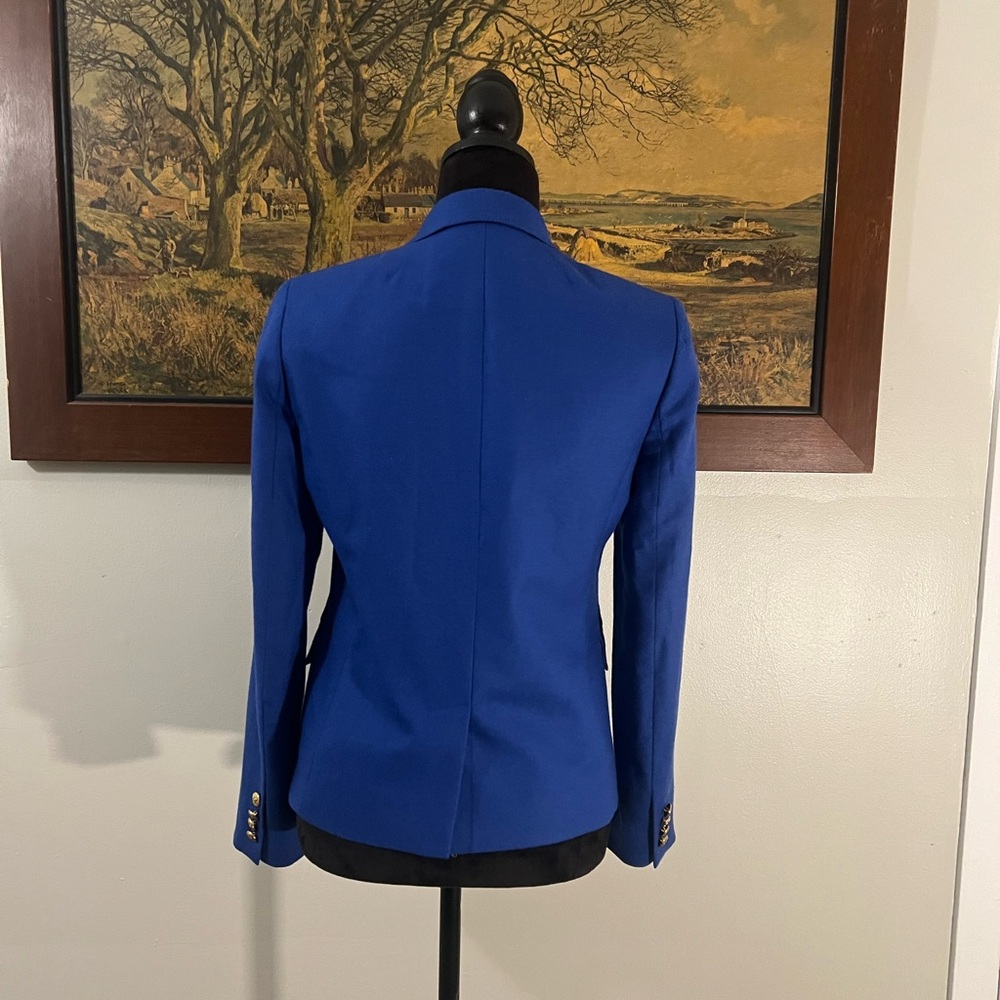 J. Crew Royal Blue Preppy Wool Schoolboy Blazer Size 4 Tailored Academia - Picture 5 of 8